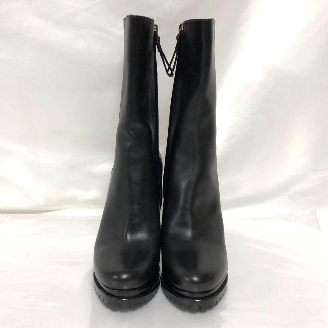 ジョルジオアルマーニ*37*レザーブーツ/革靴*黒/ブラック*