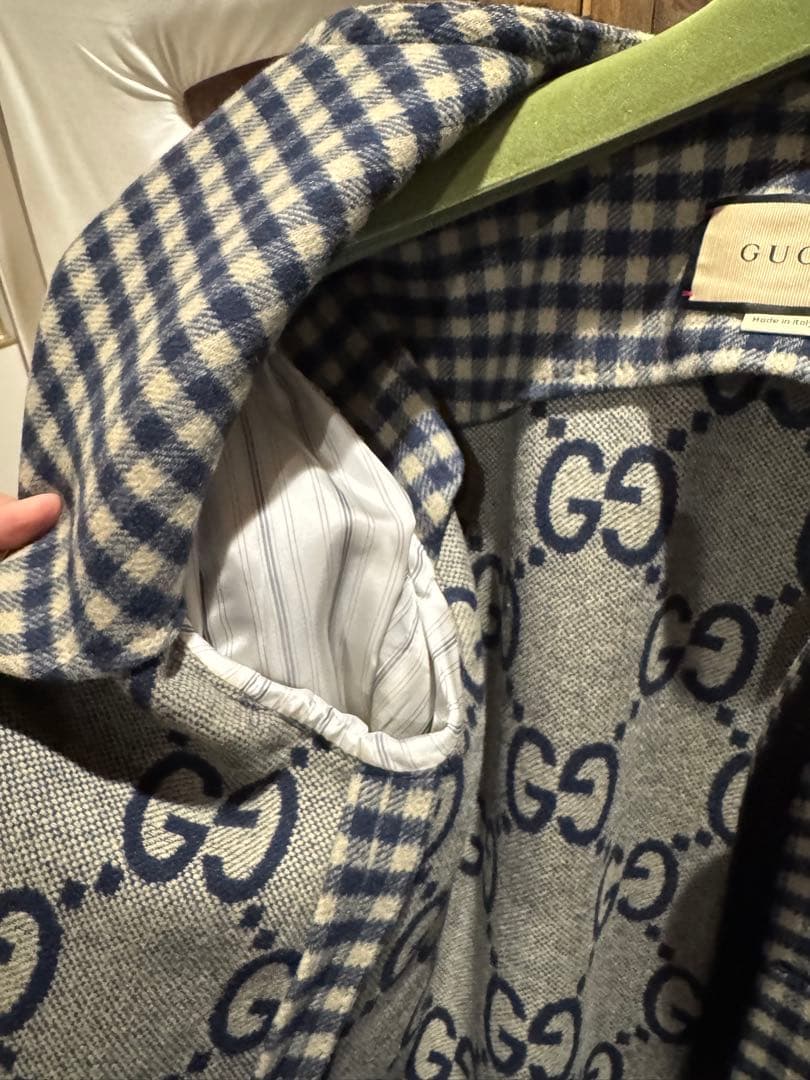 GUCCI チェック柄 ノーカラージャケット（未着用）