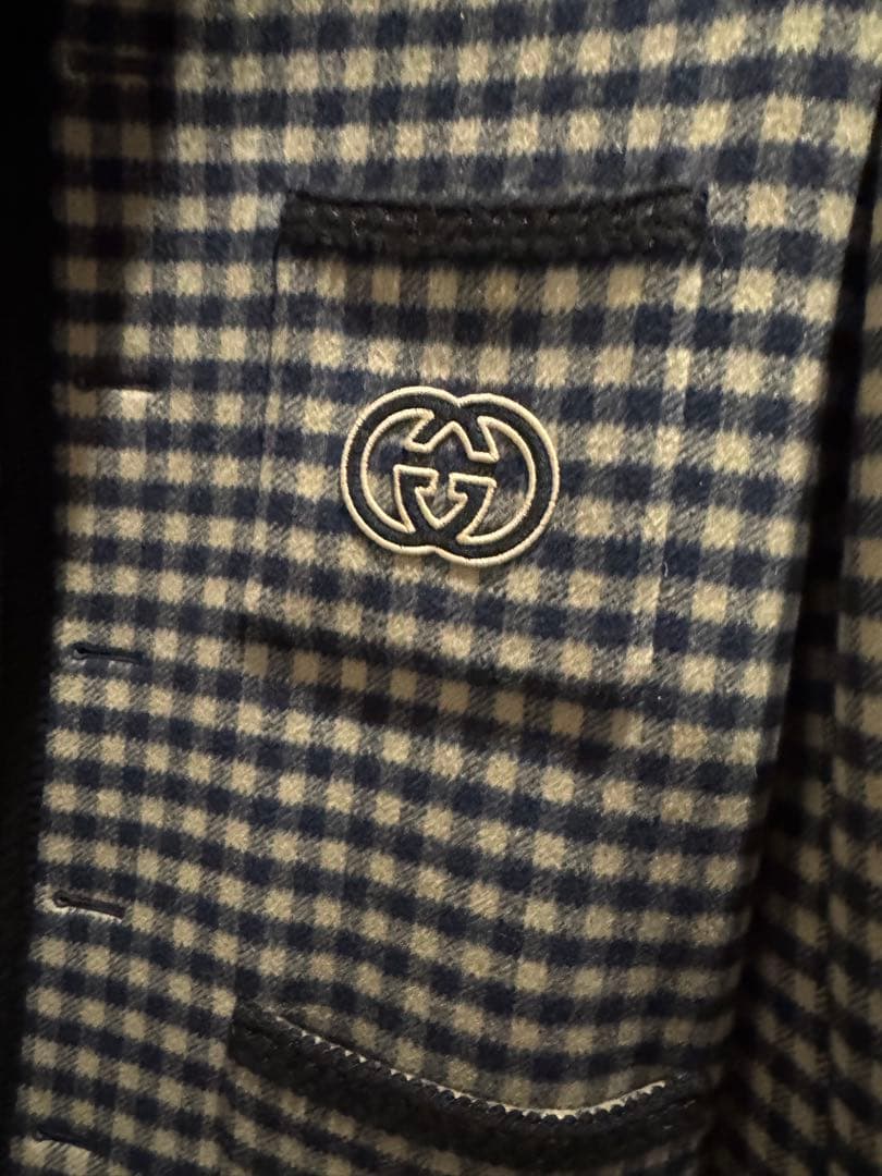 GUCCI チェック柄 ノーカラージャケット（未着用）
