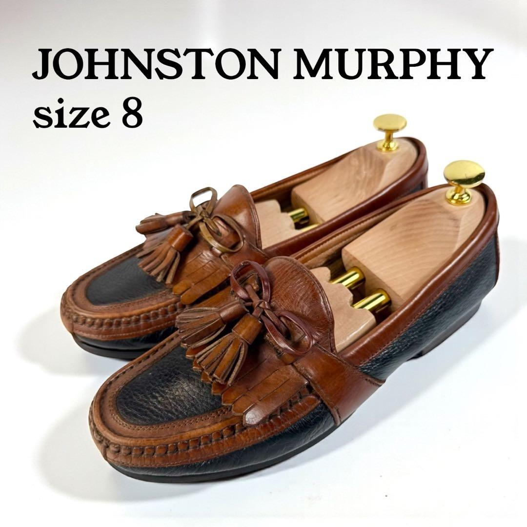 ジョンストン＆マーフィー　タッセル ローファー(8)革靴　イタリア製　フリンジ