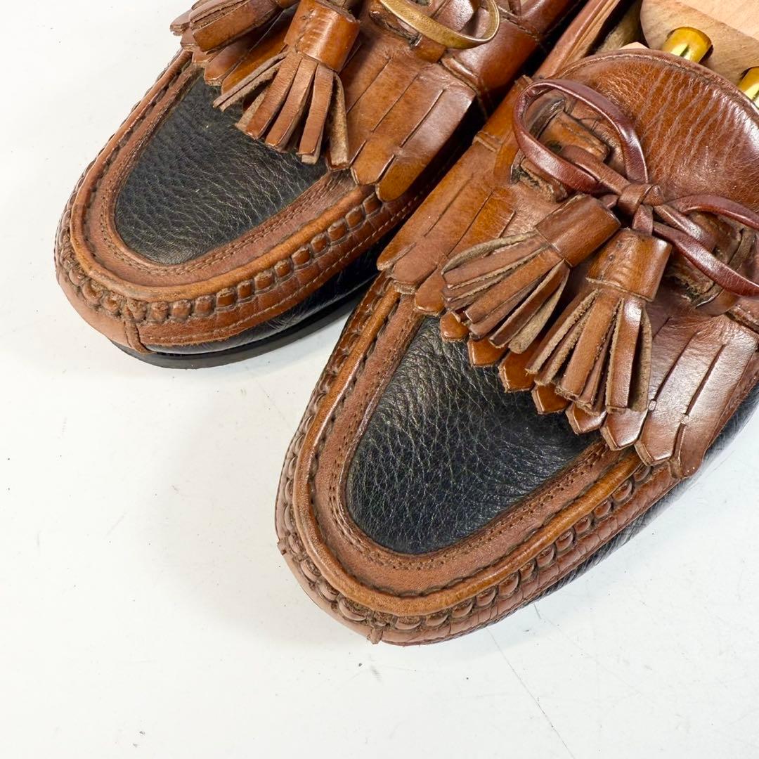 ジョンストン＆マーフィー　タッセル ローファー(8)革靴　イタリア製　フリンジ