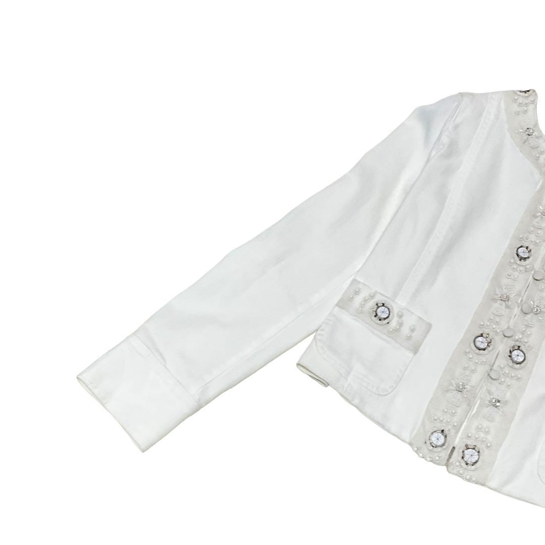 あーさん様 マックスマーラ ノーカラージャケット 大きいサイズ デニム ビジュー