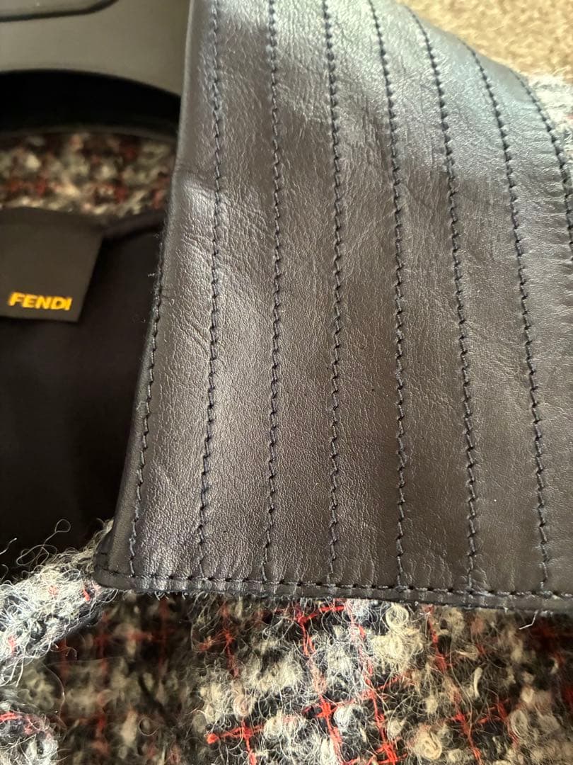 イタリア製フェンディFENDIミックスツイードショート丈ジャケットウール38