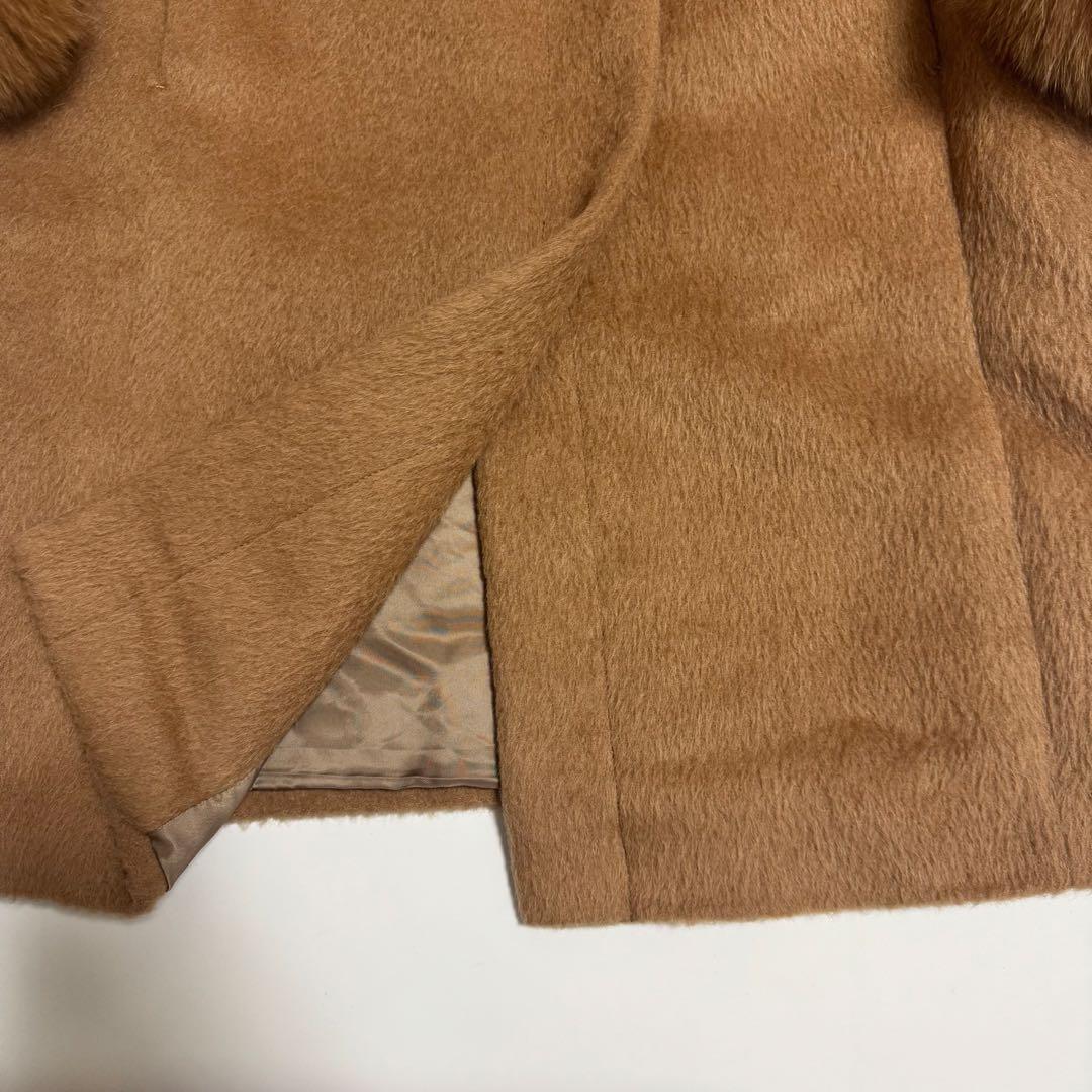 Mfil アルパカ ノーカラーコート フォックスファー キャメル　エムフィル