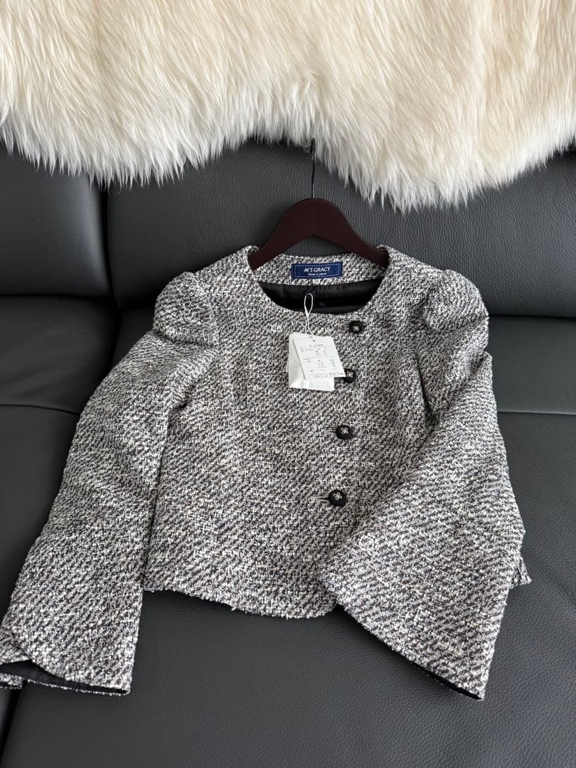 エムズグレイシー　M　テーラードジャケット 黒と白のツイード