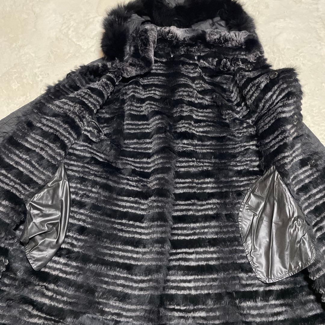 ハイセンス　リバーシブル ブラックファーコート L ブルーフォックス　ブラック