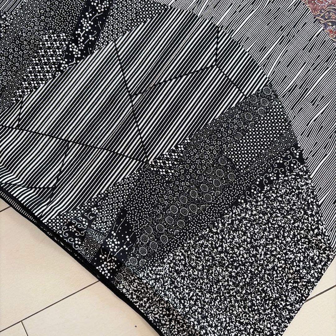 も*も様 ■E5848■美品■正絹■染谷梅治　落款　黒　江戸小紋　訪問着■丈16