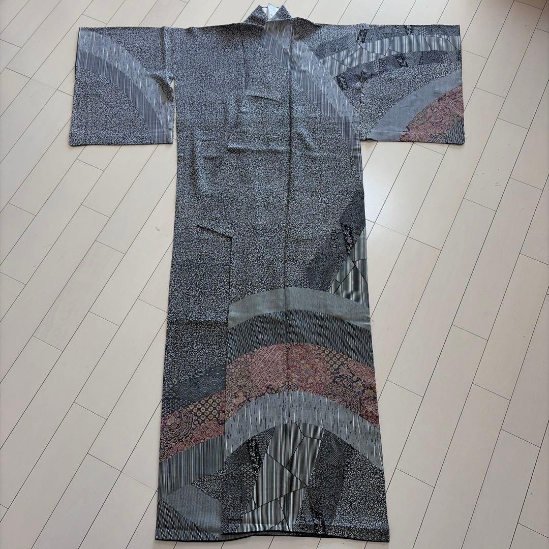 も*も様 ■E5848■美品■正絹■染谷梅治　落款　黒　江戸小紋　訪問着■丈16