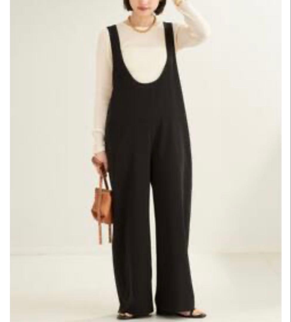 はな[plage] U-Neck オーバーオール Black 38