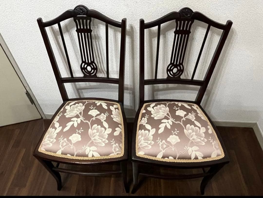 西洋家具 木製椅子 花柄クッション　※1脚での価格②
