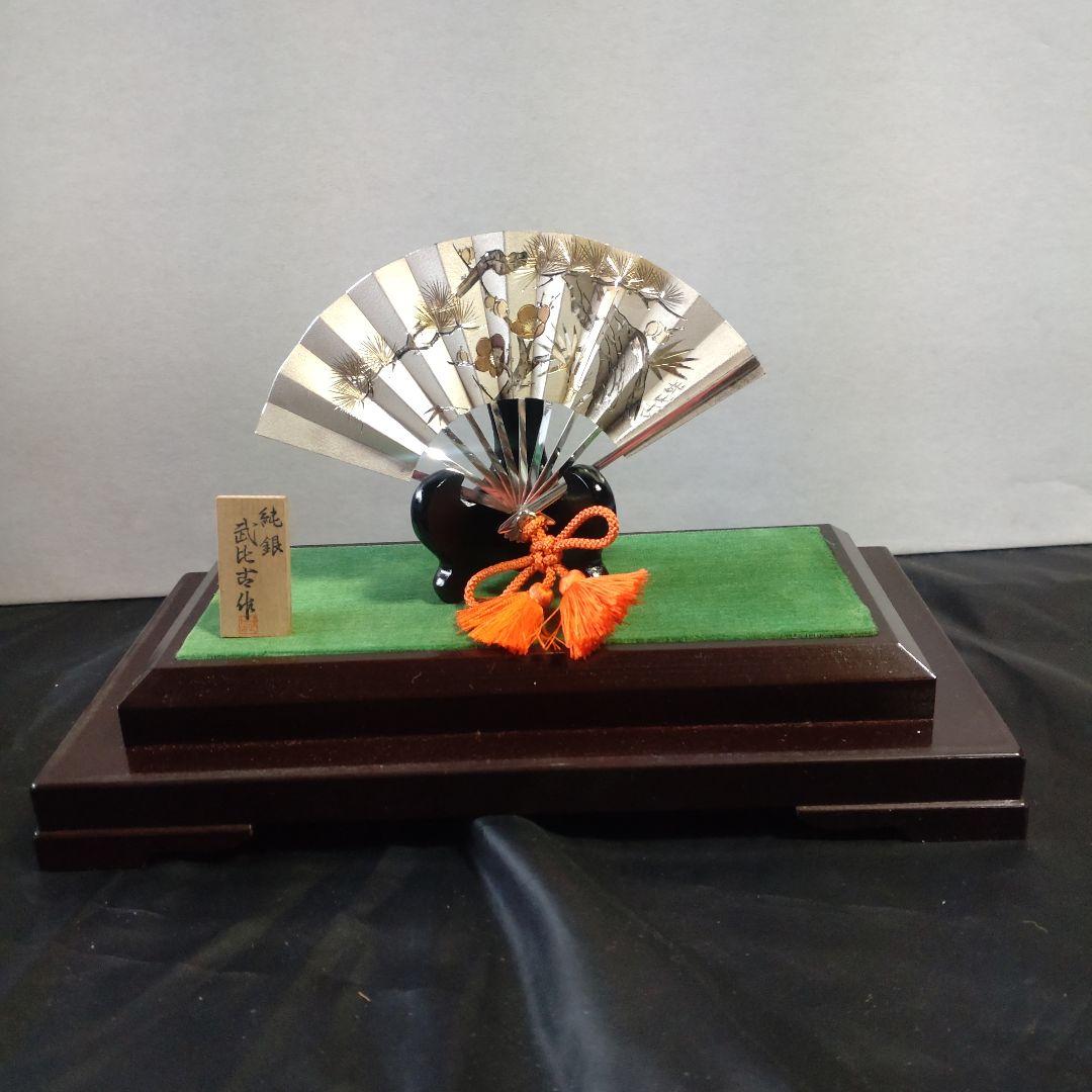 武比古作の純銀製の扇子の置物（ケース付）昭和レトロ