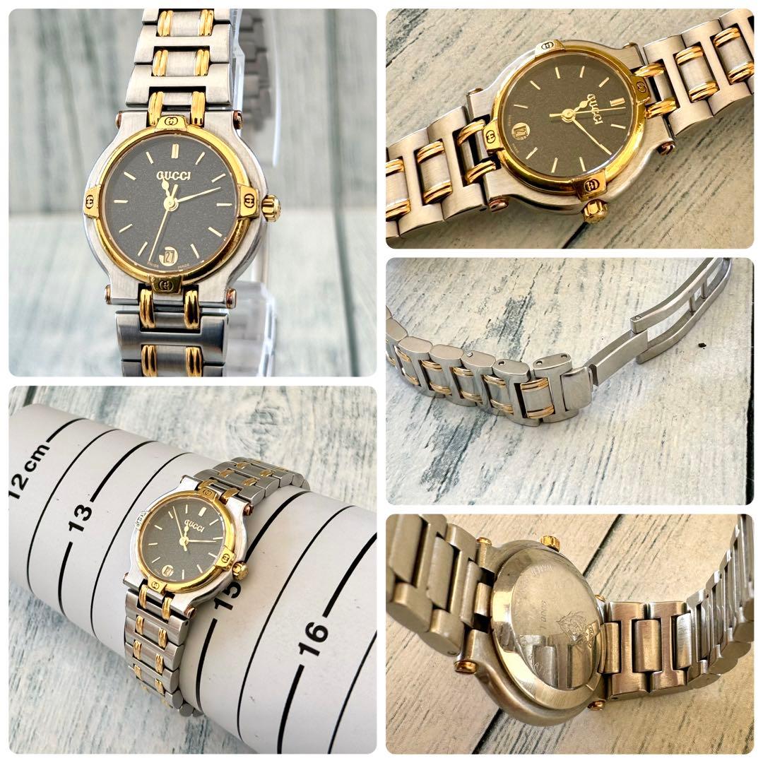 【電池交換済】GUCCI グッチ 腕時計 9000L ブラック レディース