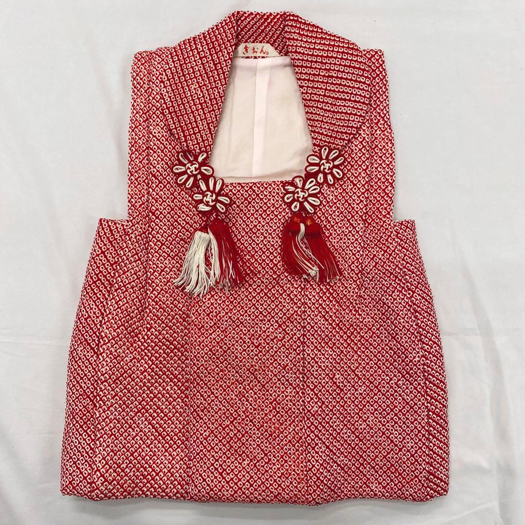 507agu37◎七五三 三歳 女の子 着物&被布&長襦袢 総絞り◎美品