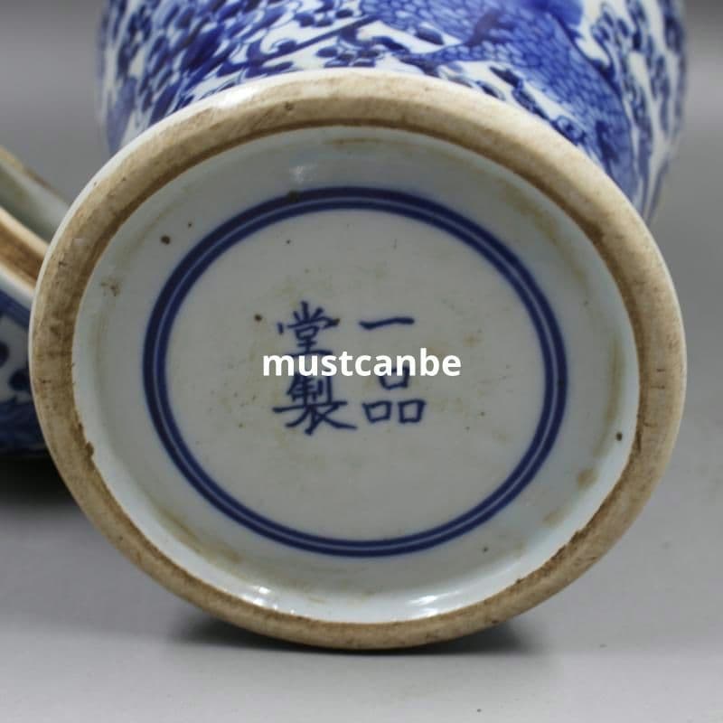 青花着花麒麟紋将軍壺 景徳鎮 陶磁器 装飾品 現代工芸品 美術品 置物