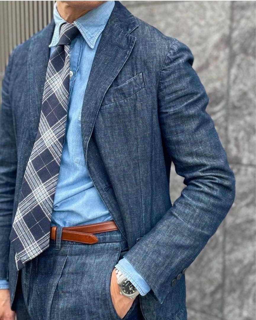 LARDINI ラルディーニ コットンリネン デニムスーツ