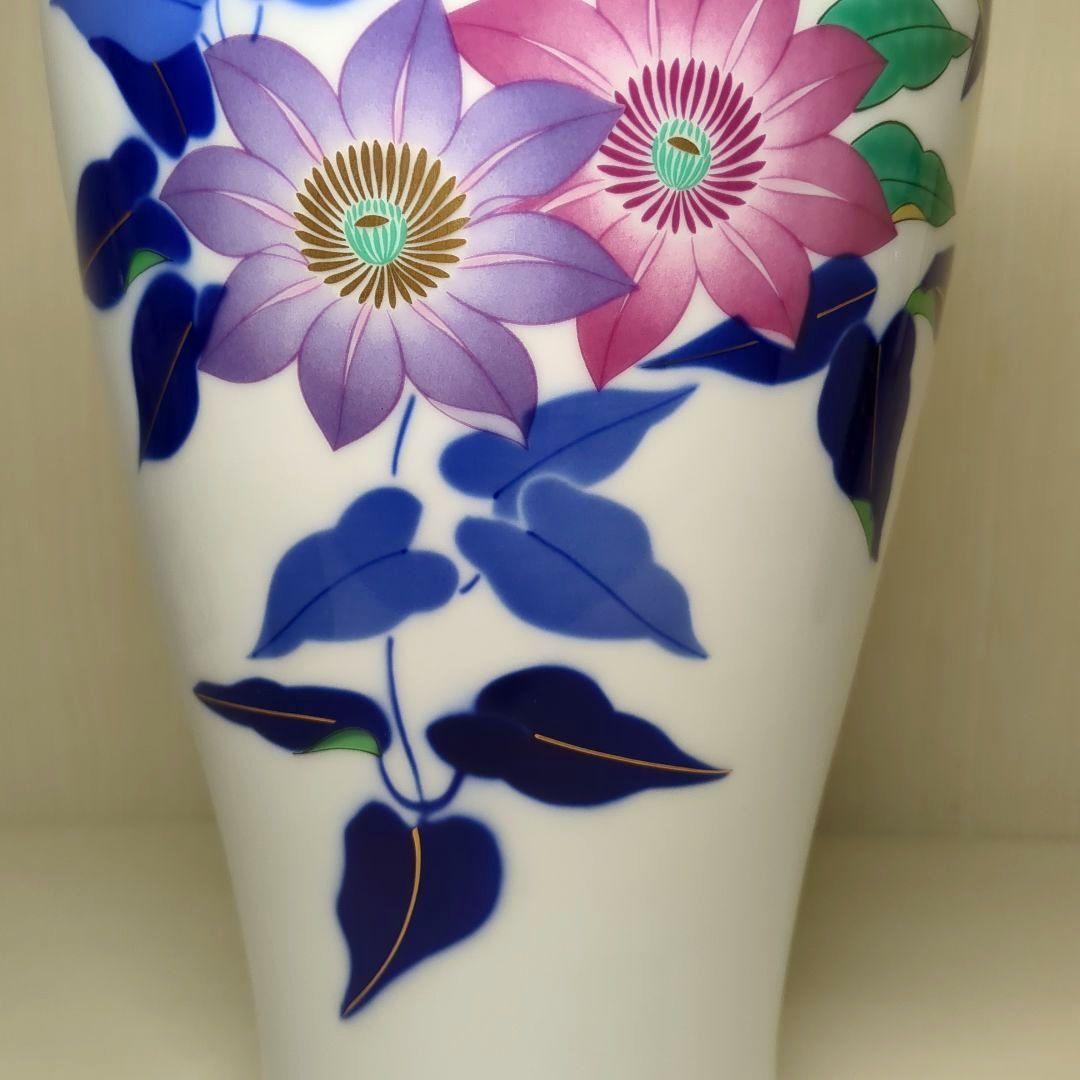 香蘭社　花草　鉄仙花　花瓶　飾り壺　１個　高さ約31センチ