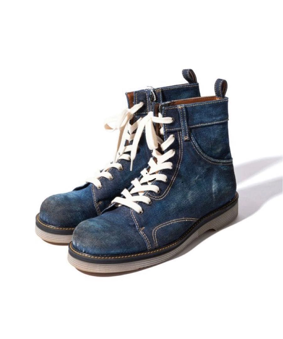 新品／26.5㎝、27㎝／グラム glamb／ヴィンテージ加工 デニムブーツ