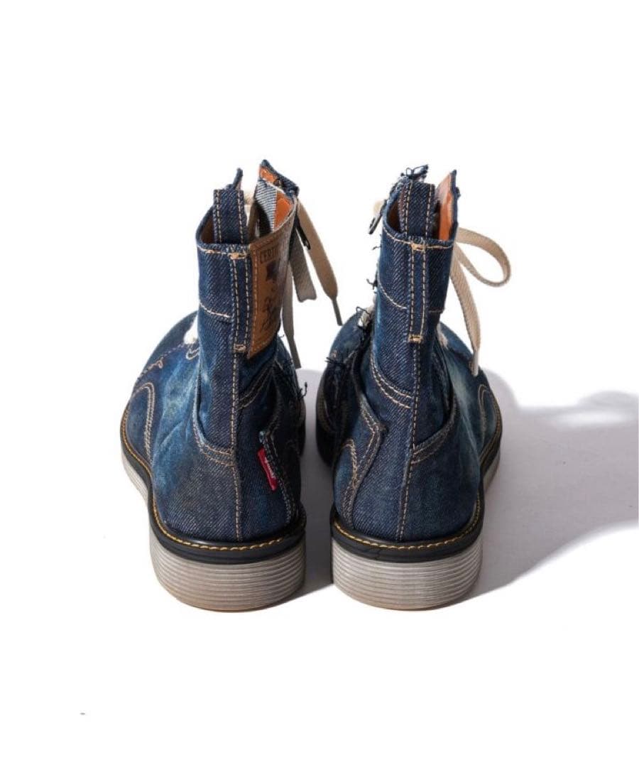 新品／26.5㎝、27㎝／グラム glamb／ヴィンテージ加工 デニムブーツ