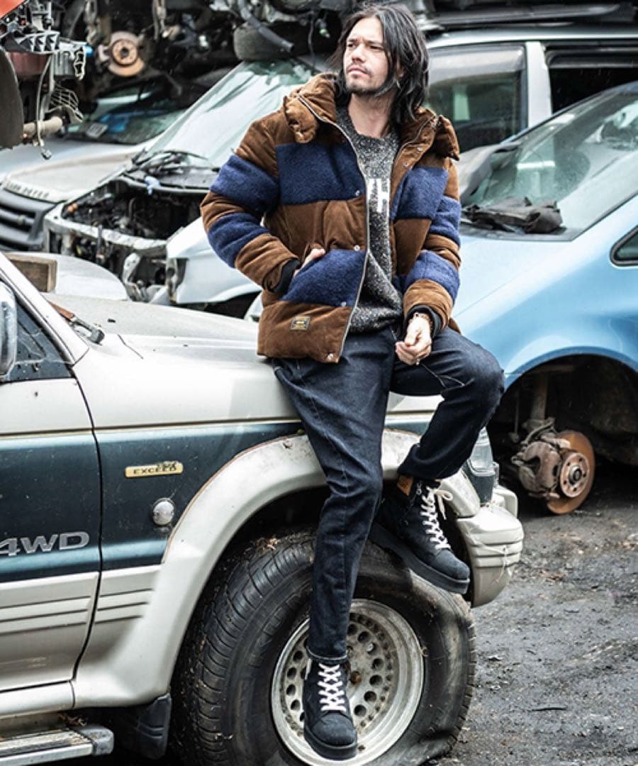 新品／26.5㎝、27㎝／グラム glamb／ヴィンテージ加工 デニムブーツ