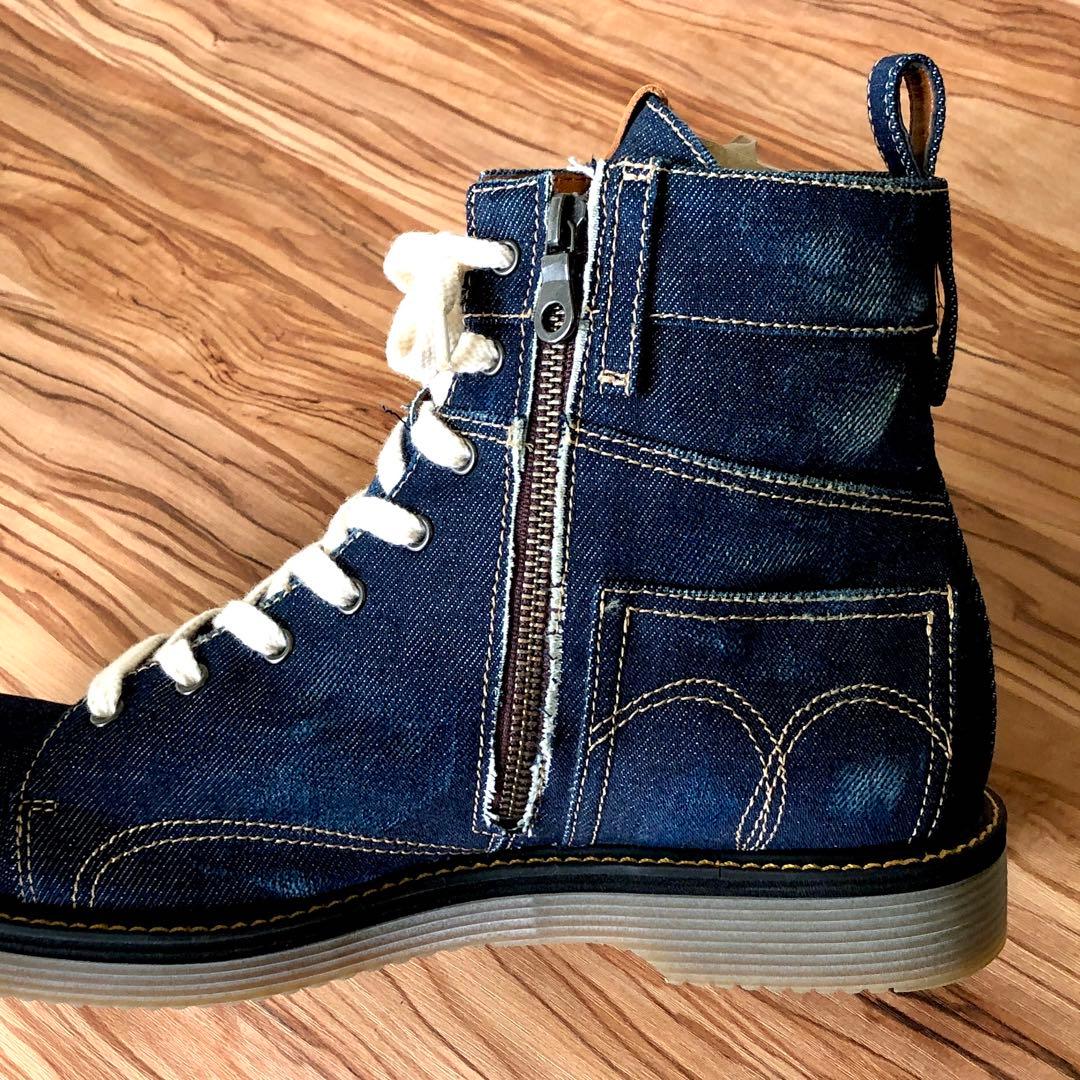 新品／26.5㎝、27㎝／グラム glamb／ヴィンテージ加工 デニムブーツ