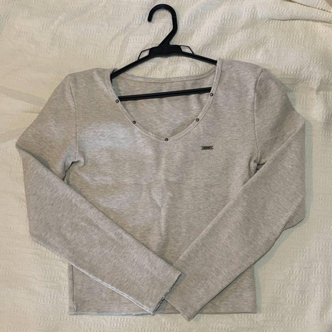 KHAKIPOINT ダメージTシャツ 長袖　ベージュ