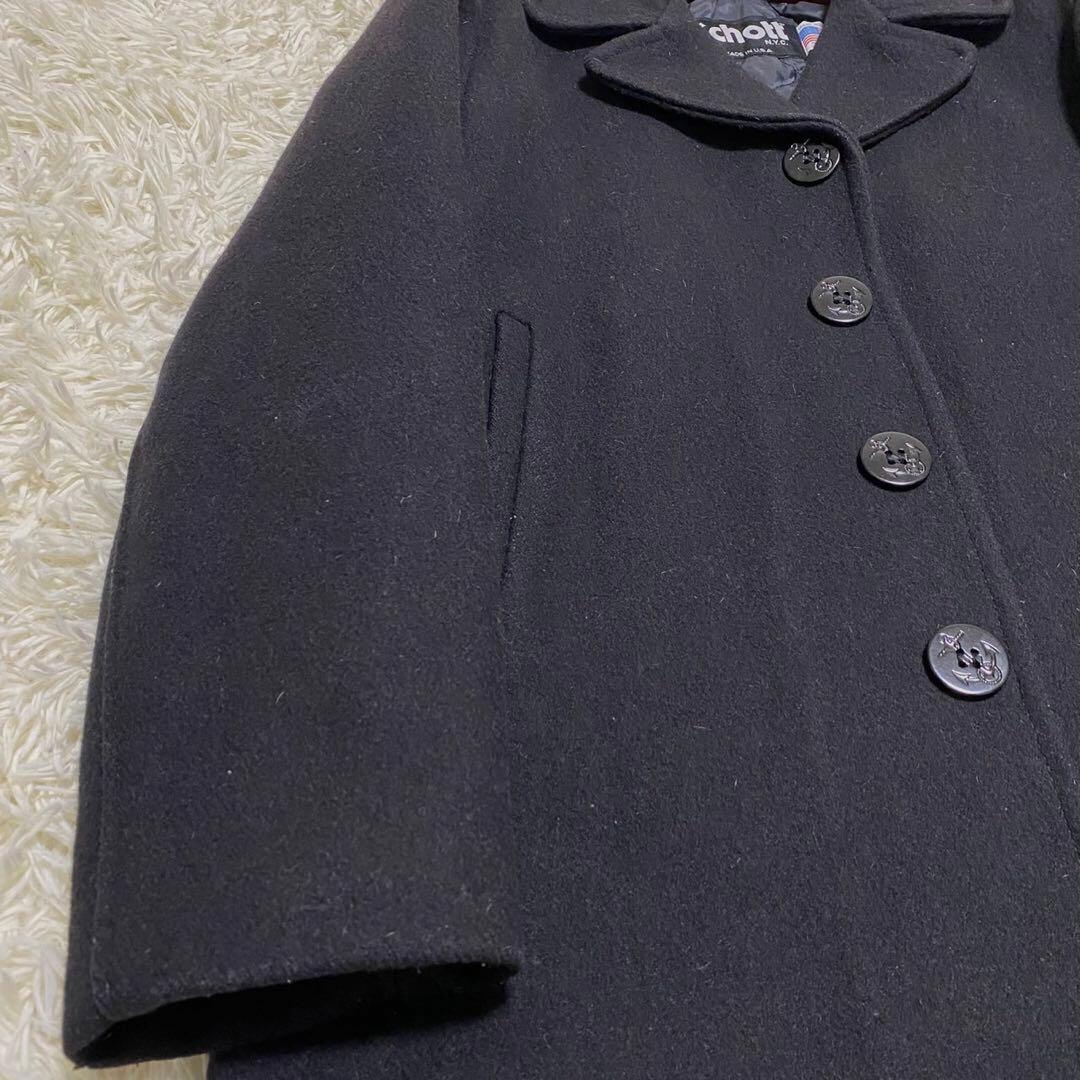 【美品✨】schott ピーコート シングル USA製 U.S.740N 黒