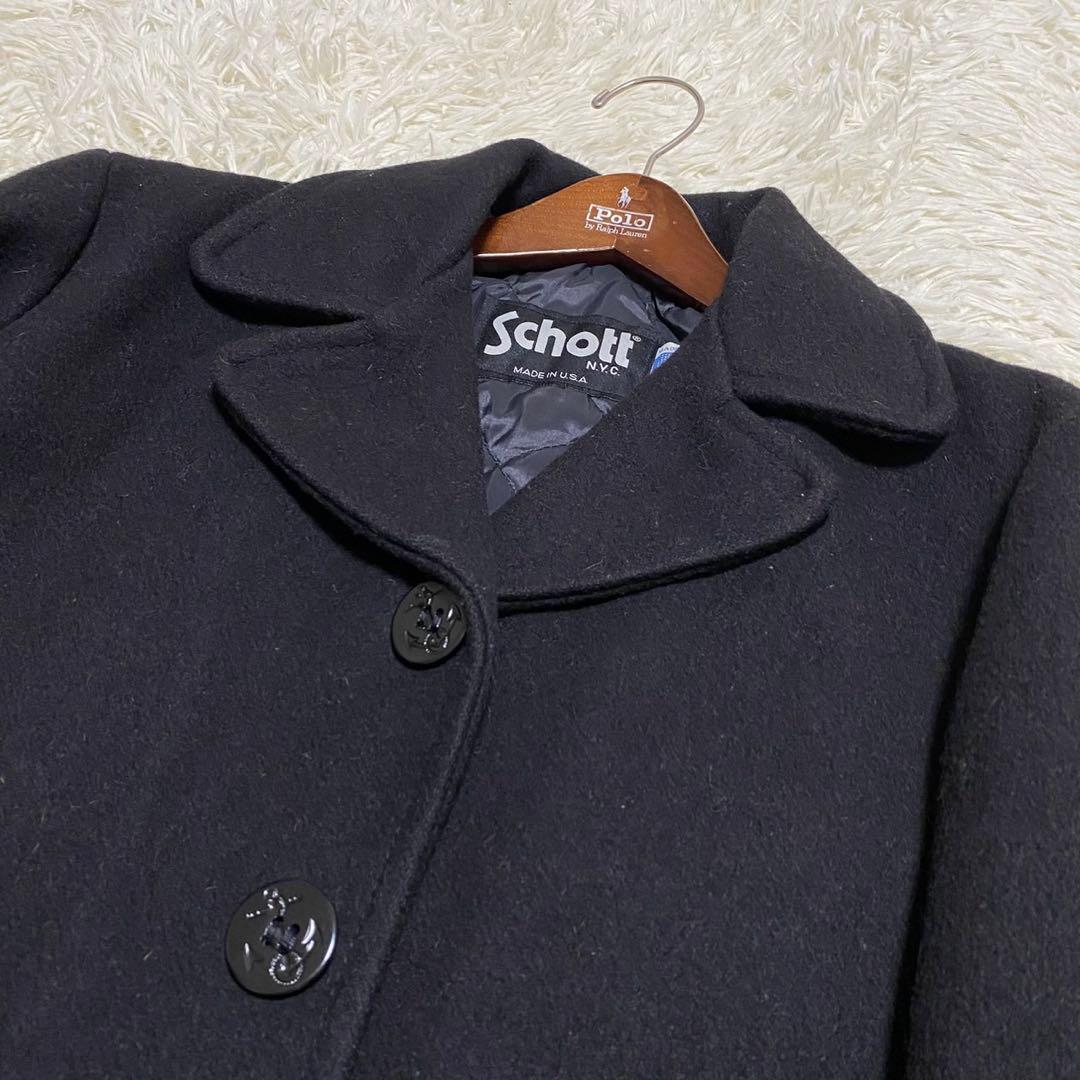 【美品✨】schott ピーコート シングル USA製 U.S.740N 黒