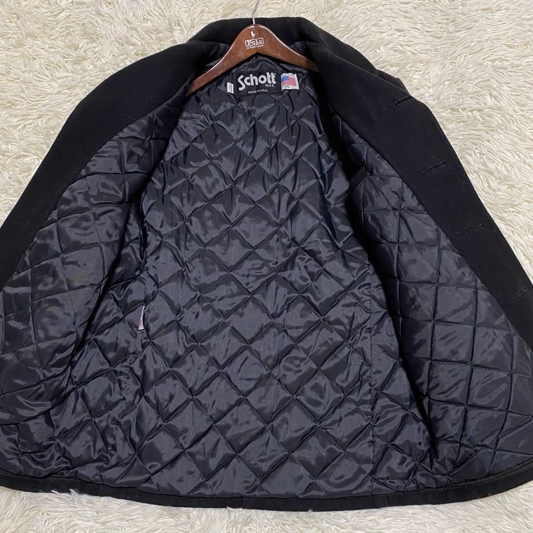 【美品✨】schott ピーコート シングル USA製 U.S.740N 黒
