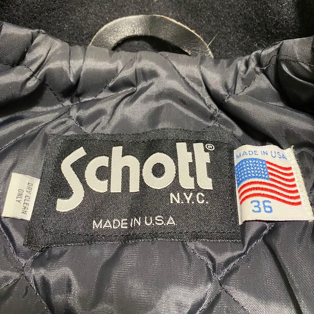 【美品✨】schott ピーコート シングル USA製 U.S.740N 黒