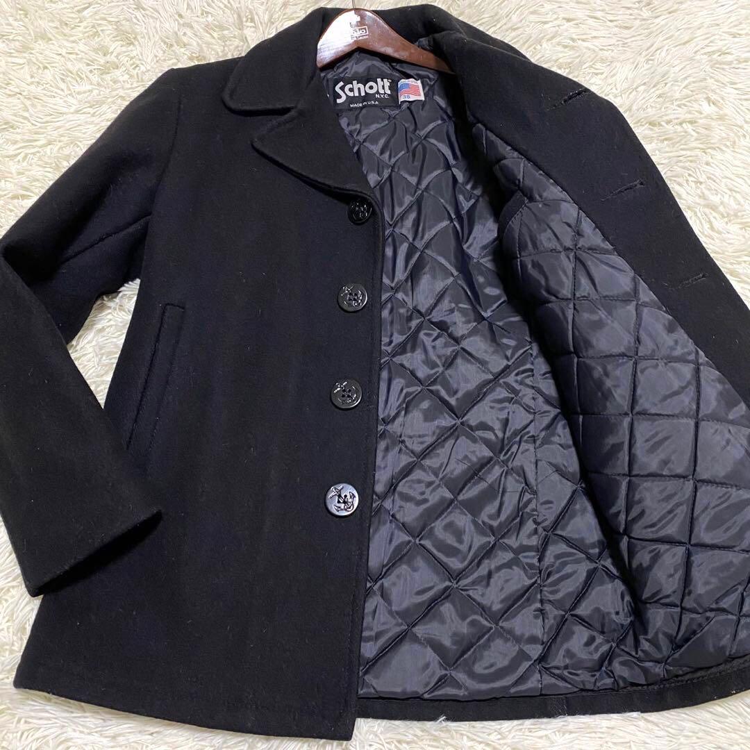 【美品✨】schott ピーコート シングル USA製 U.S.740N 黒