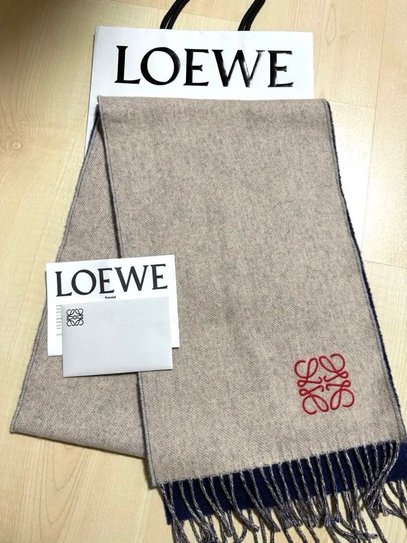 新品未使用LOEWE ウールカシミヤマフラー　リバーシブル