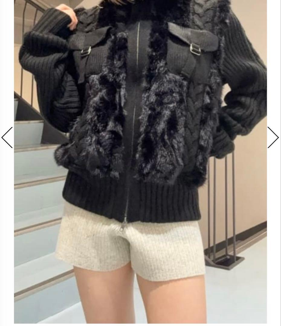 lagua gem ケーブルファーニットブルゾン　ブラック黒　ラグアジェムy2k