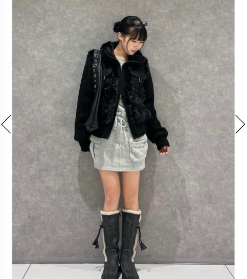 lagua gem ケーブルファーニットブルゾン　ブラック黒　ラグアジェムy2k