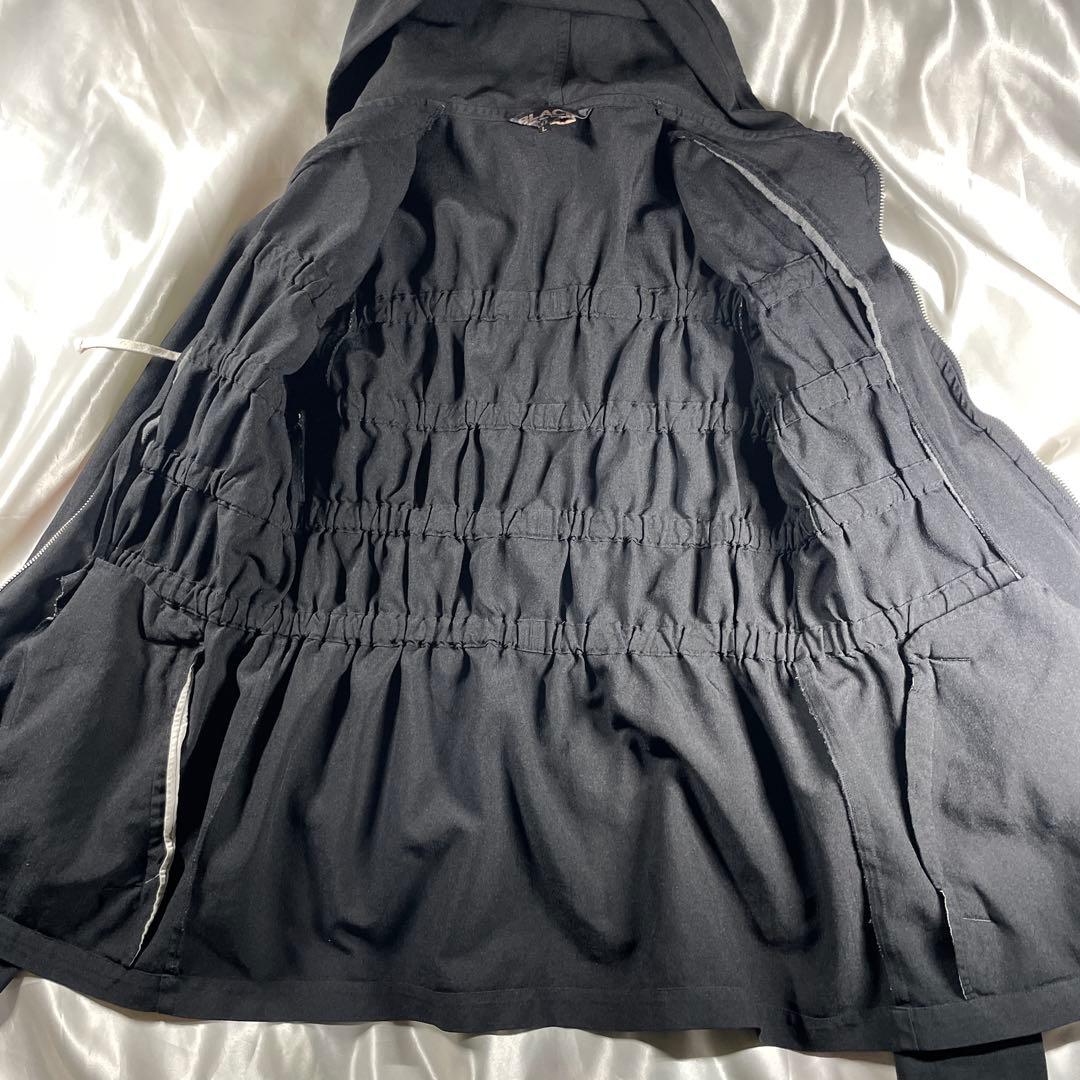 げ*ー様 ブラックコムデギャルソン　ポリ縮絨　製品染め ギャザー　パーカー　ブラ