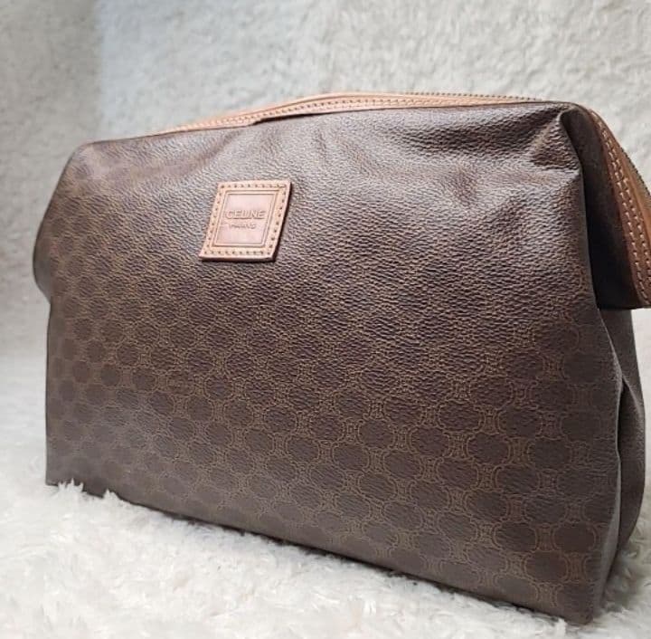 美品✨️CELINEヴィンテージ マカダム柄ポーチPVCレザー セカンドバッグ