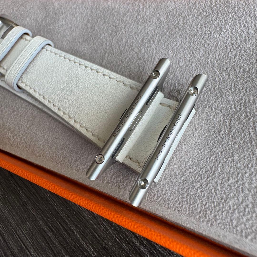 2608 ほぼ未使用　Apple Watch エルメス　ホワイト　レザーバンド