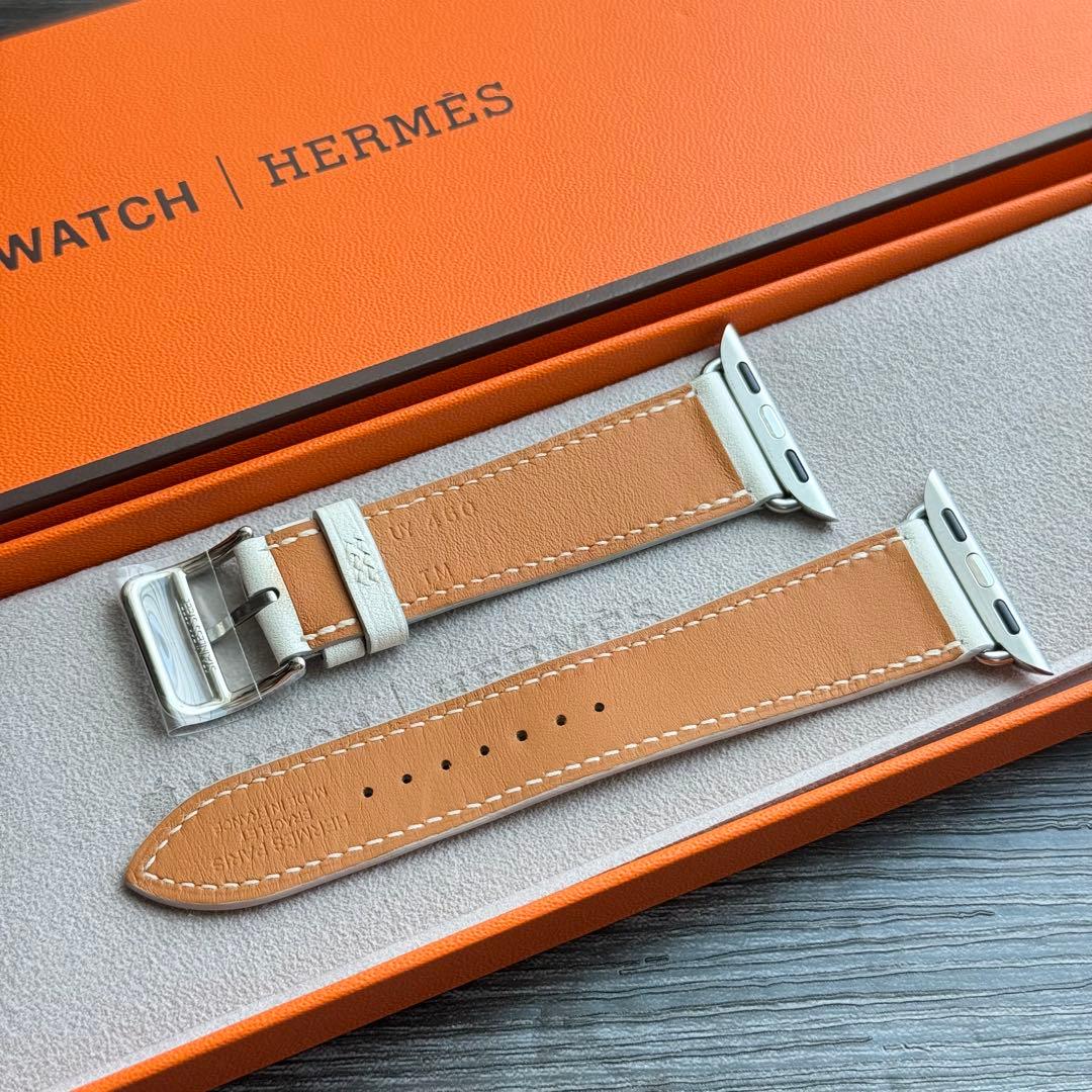 2608 ほぼ未使用　Apple Watch エルメス　ホワイト　レザーバンド