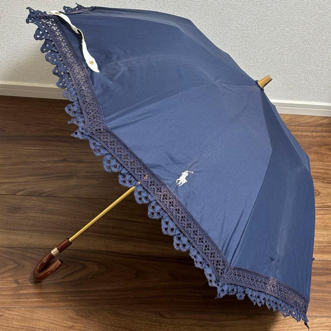ポロラルフローレンネイビー レース縁取り 日傘