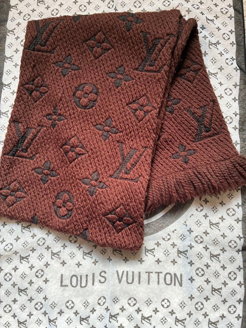 LOUIS VUITTON エシャルプロマニアブラウン マフラー