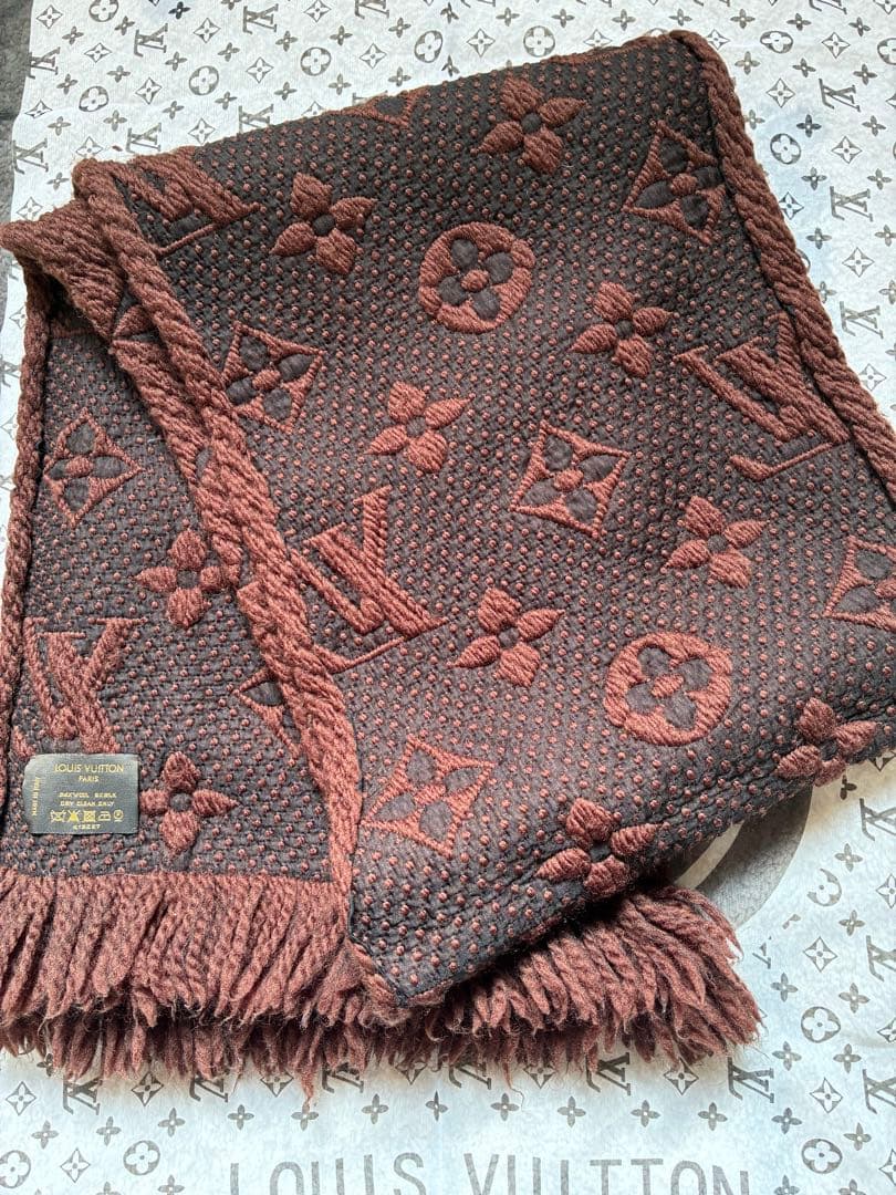 LOUIS VUITTON エシャルプロマニアブラウン マフラー