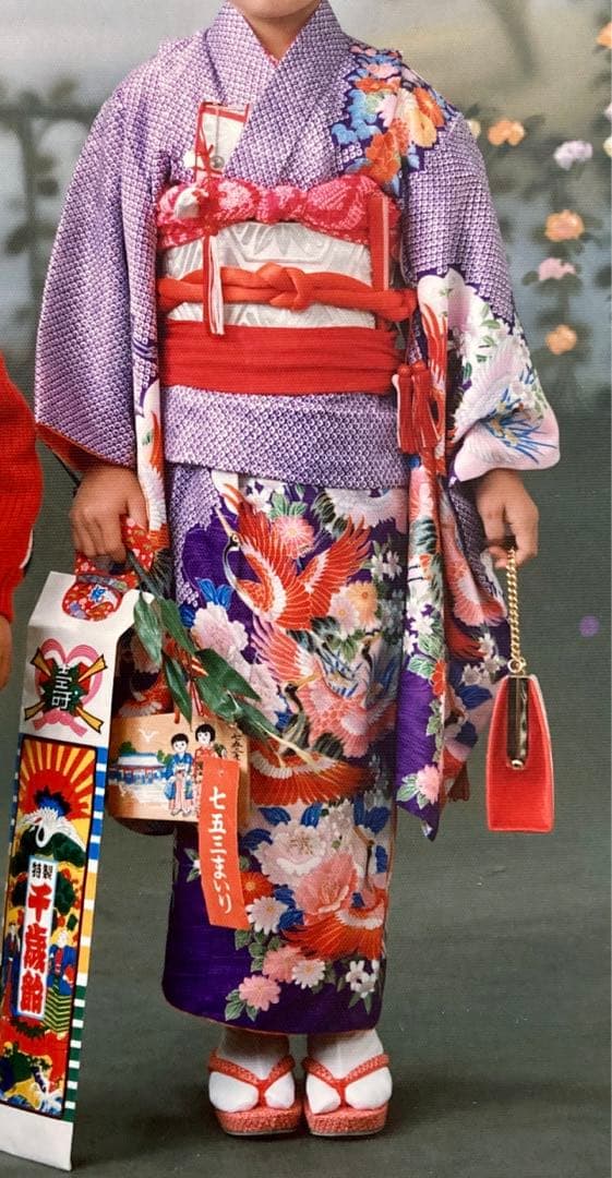 美品　15点セット　七五三　フルセット　3歳　5歳　7歳　アンティーク　紫　着物