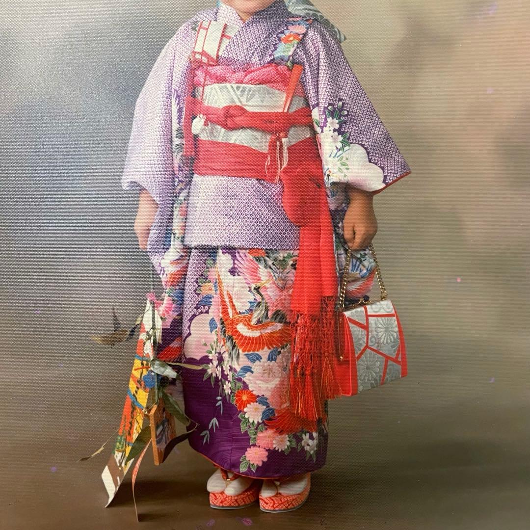 美品　15点セット　七五三　フルセット　3歳　5歳　7歳　アンティーク　紫　着物