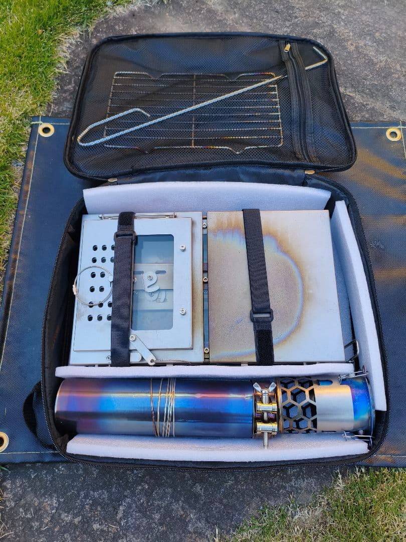 チタン製 薪ストーブ 3面ガラス窓付き 煙突2m 火入れのみ！