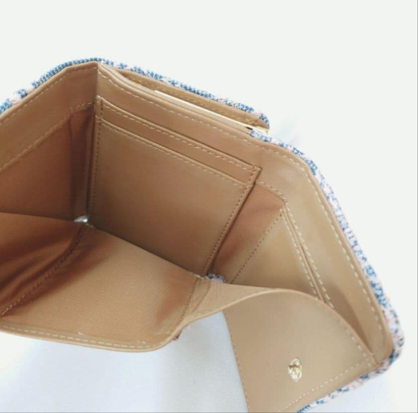 【現品販売】 foresttile ブルー がま口三つ折り財布 ミナペルホネン