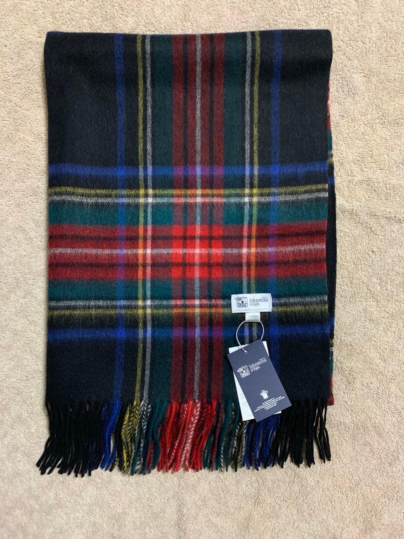 ケ*ヤ様 美品 ジョンストンズ カシミヤ100％ 大判ストール ミッド ブラック