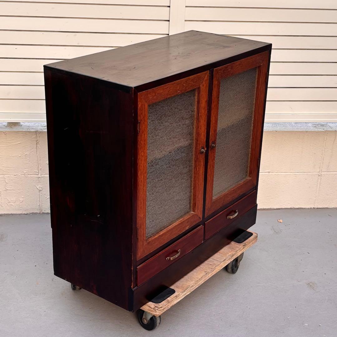 昭和レトロ■収納箪笥　ゆらゆらガラス