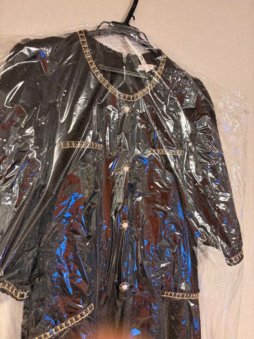 leja ラメツイードレザーパイピングパールマーメイドワンピースドレス