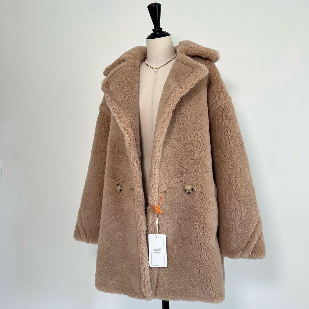 新品未使用 ベアミディアム丈 テディコート ミルクティーベージュ