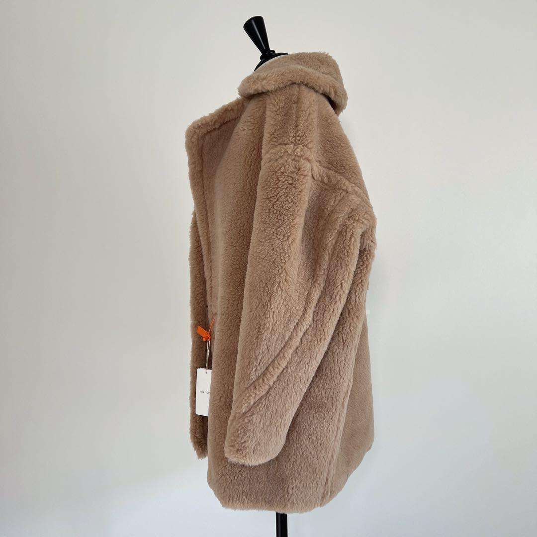 新品未使用 ベアミディアム丈 テディコート ミルクティーベージュ