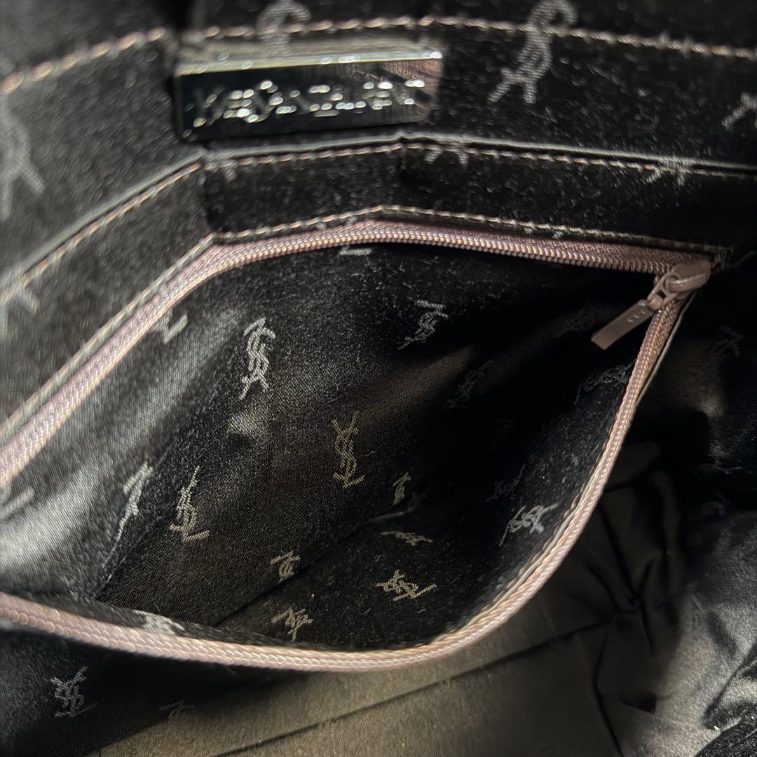 【極美品】イヴサンローラン　ワンショルダーバッグ　ナイロン　yslロゴ　ブラウン